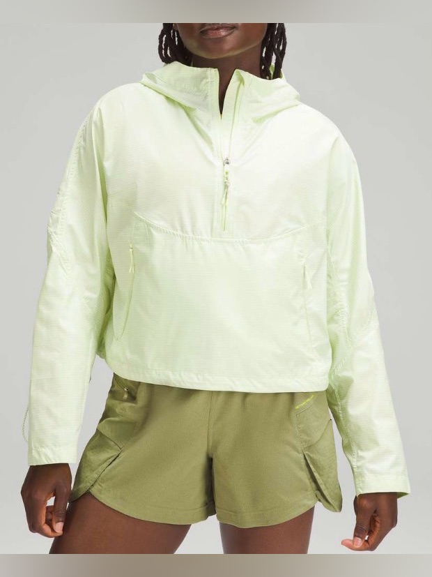 Nwot New Lululemon Cinch-Back Half-Zip Hiking Pullover Fluro Lime / Elixir